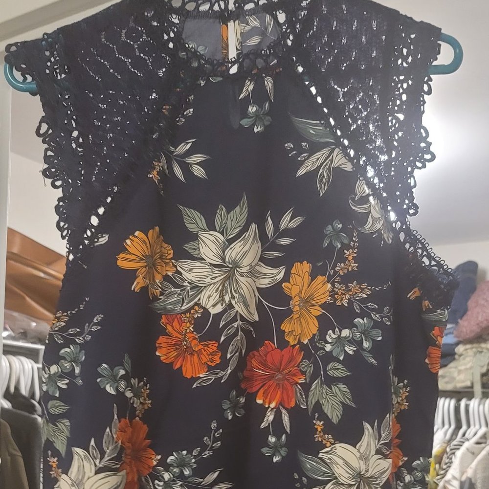 Navy lace blouse